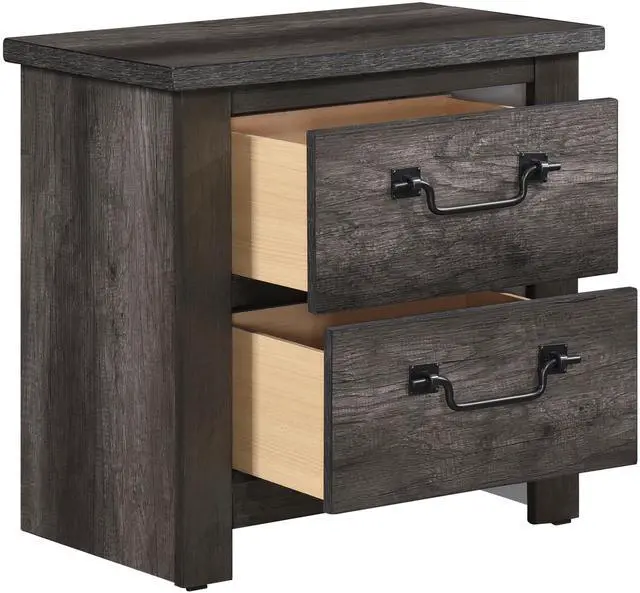 Alt view image 4 of 6 - Gray Finish 2-Drawers Storage Nightstand 1pc Wooden Furniture Traditional Design Bedside Cabinet