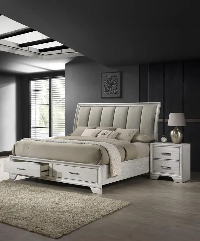 Alt view image 5 of 5 - 1pc Contemporary Style Two Storage Drawers Nightstand End Table Bedroom Solid Wood Wooden Furniture Dark Wood Finish