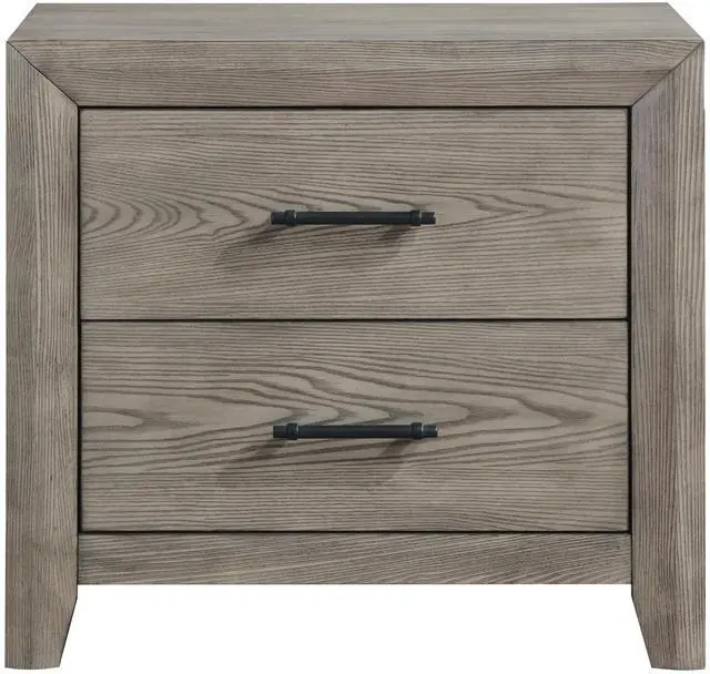 Alt view image 2 of 6 - Modern Sleek Gray Finish 2-Drawers Nightstand Durable Wooden Bedroom Furniture 1pc