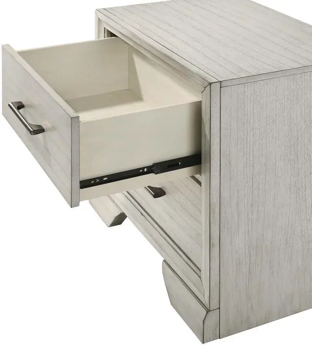 Alt view image 3 of 5 - 1pc Contemporary Style Two Storage Drawers Nightstand End Table Bedroom Solid Wood Wooden Furniture Dark Wood Finish