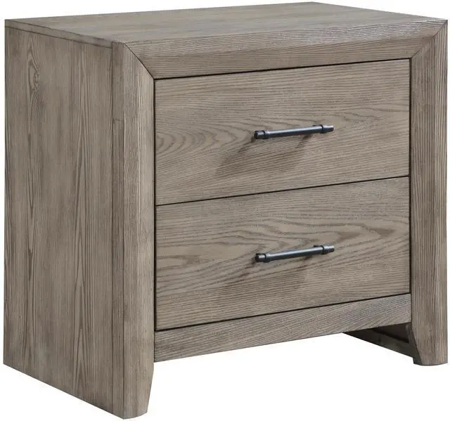 Alt view image 3 of 6 - Modern Sleek Gray Finish 2-Drawers Nightstand Durable Wooden Bedroom Furniture 1pc