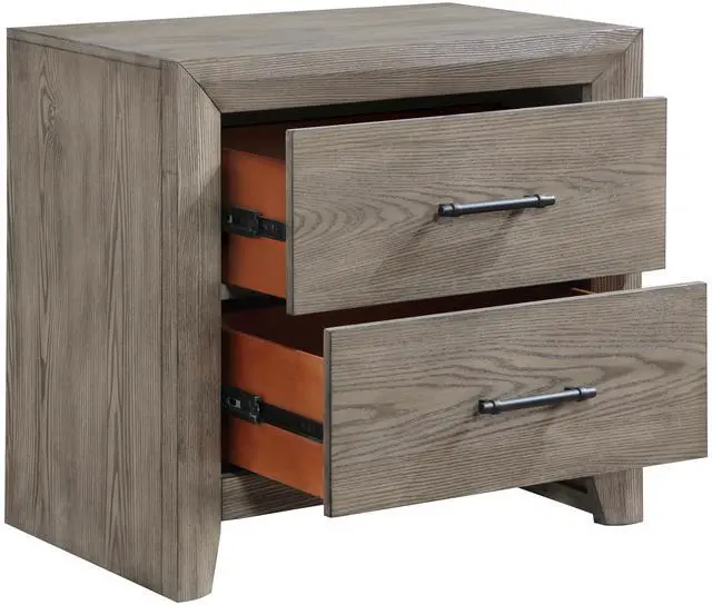 Alt view image 4 of 6 - Modern Sleek Gray Finish 2-Drawers Nightstand Durable Wooden Bedroom Furniture 1pc