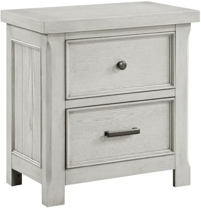 Alt view image 2 of 6 - Classic Light Gray Finish Nightstand of 2x Drawers Wooden Bedroom Furniture 1pc