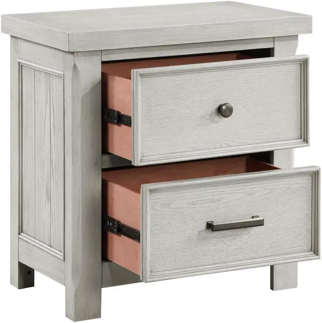 Alt view image 3 of 6 - Classic Light Gray Finish Nightstand of 2x Drawers Wooden Bedroom Furniture 1pc