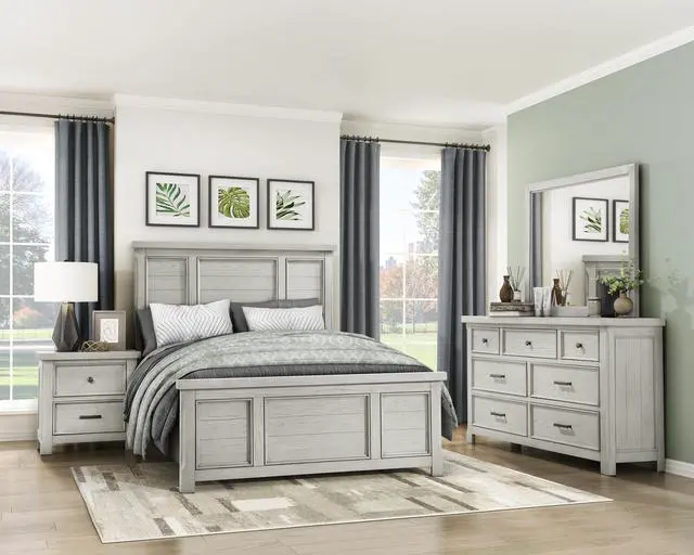 Alt view image 4 of 6 - Classic Light Gray Finish Nightstand of 2x Drawers Wooden Bedroom Furniture 1pc
