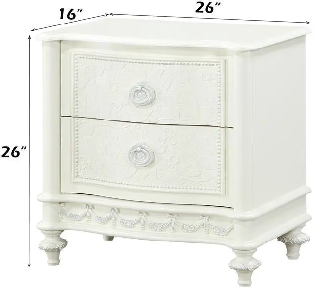 Alt view image 4 of 7 - Dorothy Ivory Finish Nightstand W/2 Drawers
