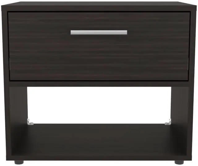 Alt view image 6 of 7 - Alpine 18" High One Drawer Nightstand with One Shelf, Side Table, End Table For Bedroom, Living Room Dark Walnut