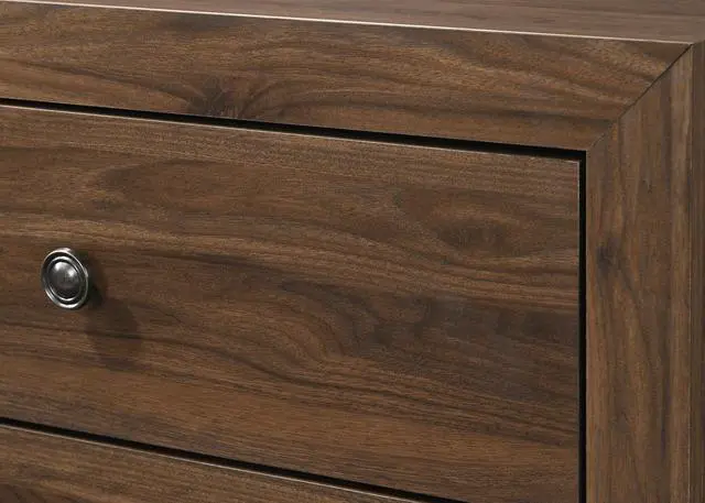 Alt view image 4 of 5 - 1pc Transitional 2-Drawer Nightstand with Metal Hardware Brown Cherry Finish Bedroom Furniture