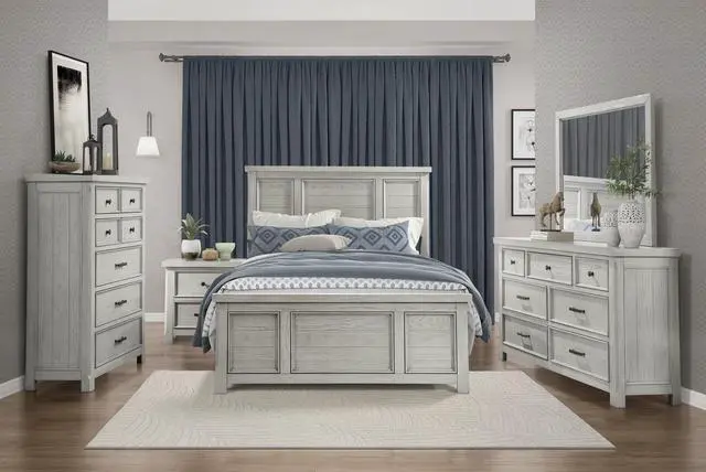 Alt view image 5 of 6 - Classic Light Gray Finish Nightstand of 2x Drawers Wooden Bedroom Furniture 1pc
