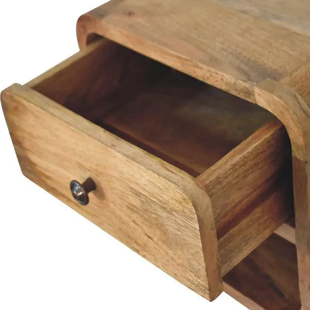 Alt view image 6 of 7 - Solid wood Mini Oak-ish Floating Open Bedside, Single Drawer