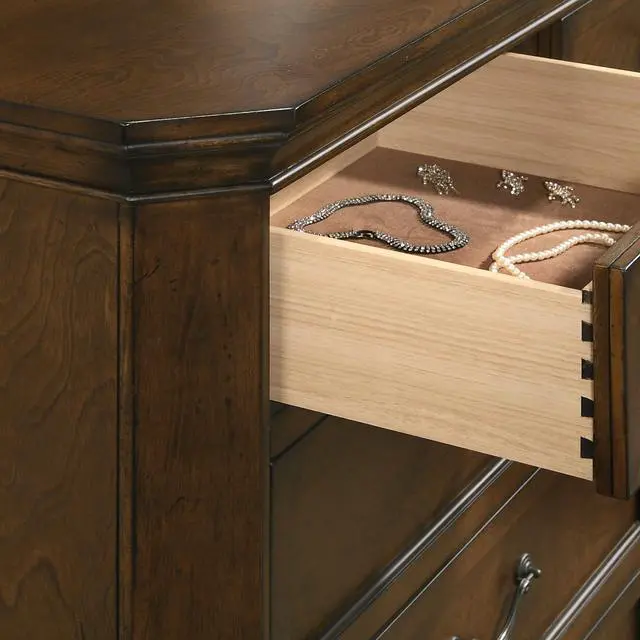 Alt view image 3 of 5 - Maderne Traditional Wood 3-Drawer Nightstand, Antique Walnut/Brown