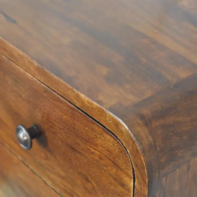 Alt view image 5 of 7 - Solid Wood Floating Mini Chestnut nightstand, 2 Drawers, Shiny knobs