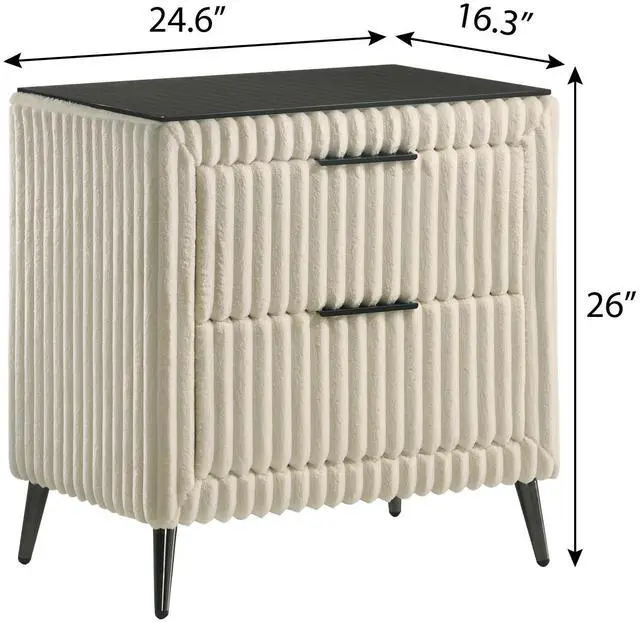 Alt view image 5 of 5 - Mavela Wide Wale Corduroy Upholstery Nightstand, Cream