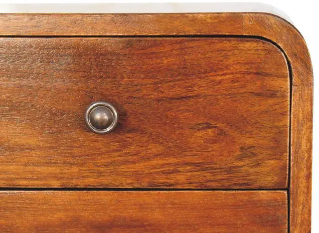 Alt view image 6 of 7 - Solid Wood Floating Mini Chestnut nightstand, 2 Drawers, Shiny knobs