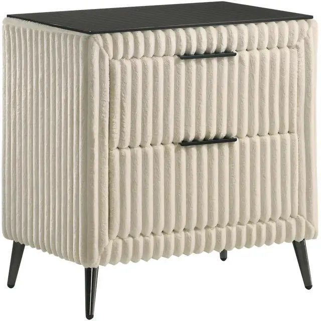 Alt view image 4 of 5 - Mavela Wide Wale Corduroy Upholstery Nightstand, Cream