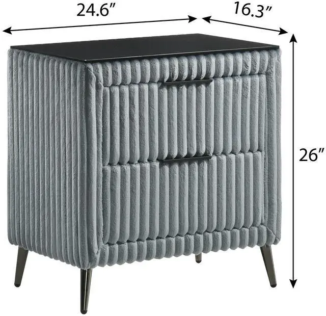 Alt view image 5 of 5 - Mavela Wide Wale Corduroy Upholstery Nightstand, Blue