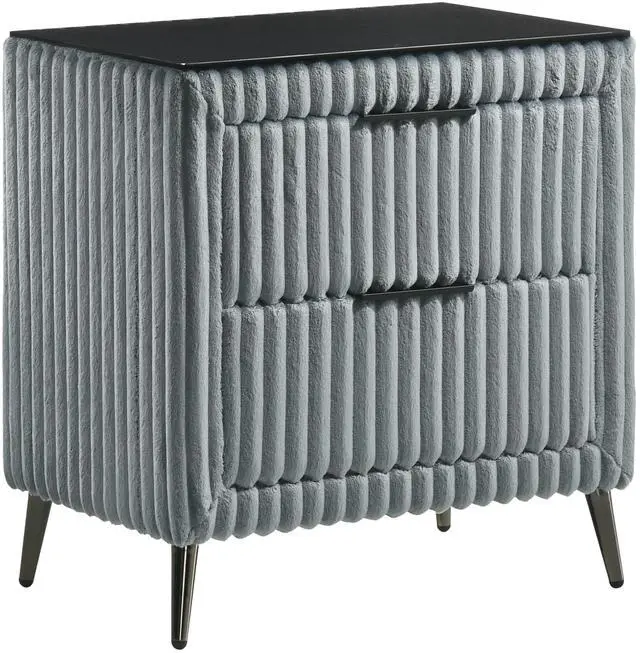 Alt view image 4 of 5 - Mavela Wide Wale Corduroy Upholstery Nightstand, Blue