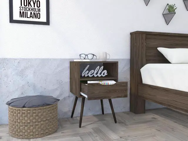 Alt view image 2 of 7 - Haverson 1-Drawer 1-Shelf Nightstand Dark Walnut