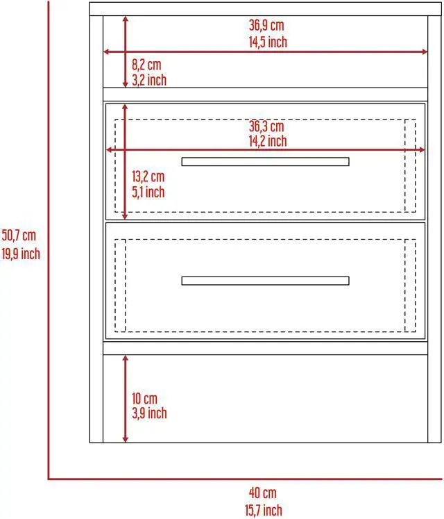 Alt view image 5 of 6 - Rowley 2-Drawer 1-Shelf Rectangle Nightstand Black Wengue