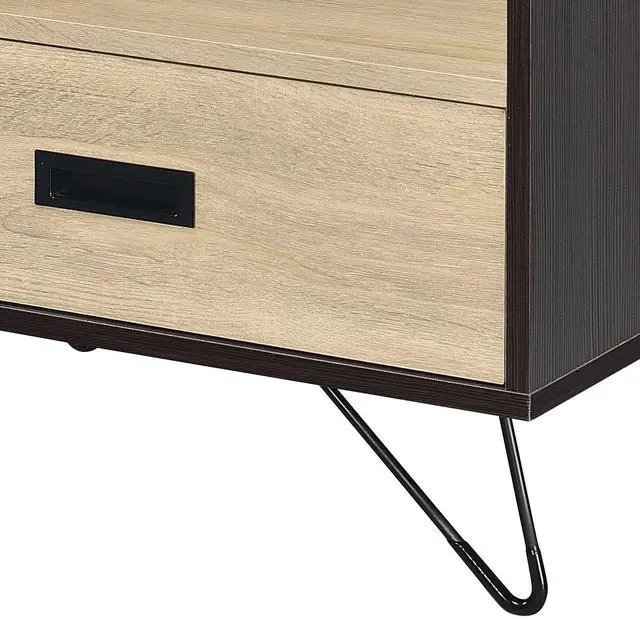 Alt view image 7 of 7 - Oak and Black Nightstand with 1 Drawer