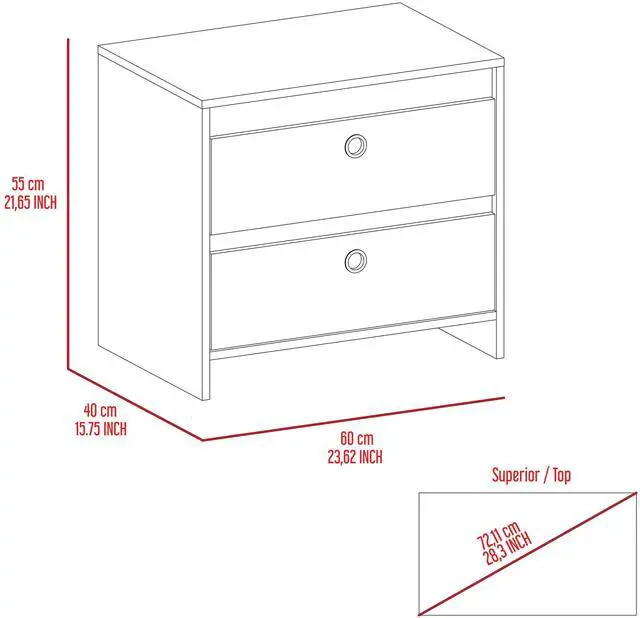 Alt view image 6 of 7 - Otom Nightstand , Superior Top, One Open Shelf, One Drawer, Four Legs -Smokey Oak / White