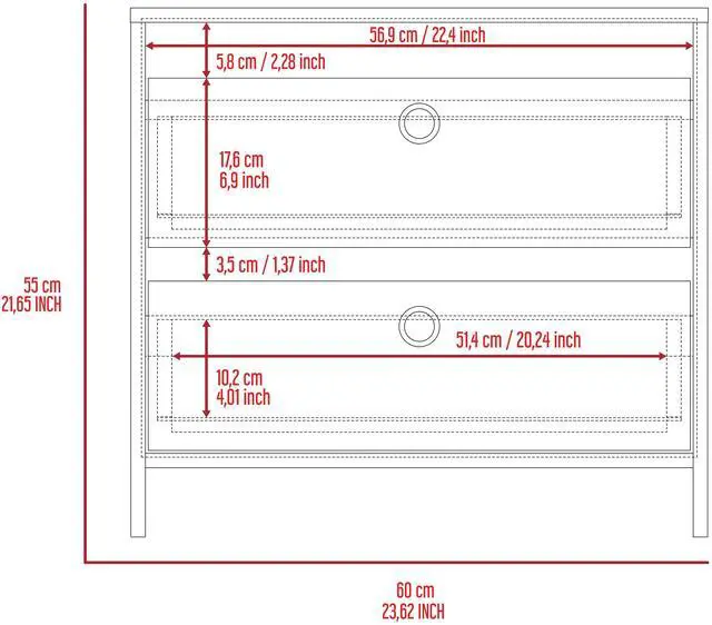 Alt view image 7 of 7 - Otom Nightstand , Superior Top, One Open Shelf, One Drawer, Four Legs -Smokey Oak / White