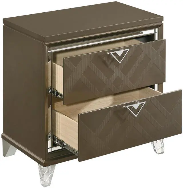Alt view image 3 of 6 - Dark Champagne 2-drawer Nightstand