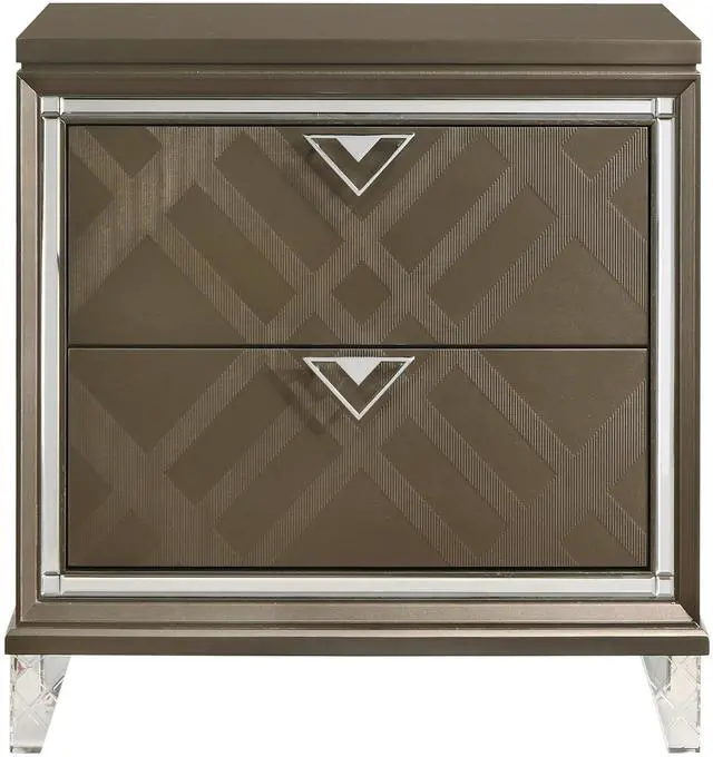 Alt view image 2 of 6 - Dark Champagne 2-drawer Nightstand