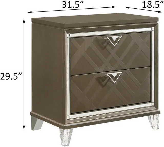 Alt view image 6 of 6 - Dark Champagne 2-drawer Nightstand