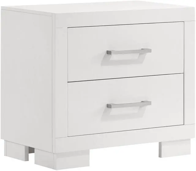 Alt view image 2 of 7 - Copper White 2-Drawer Rectangular Nightstand with Bar Handle Pulls
