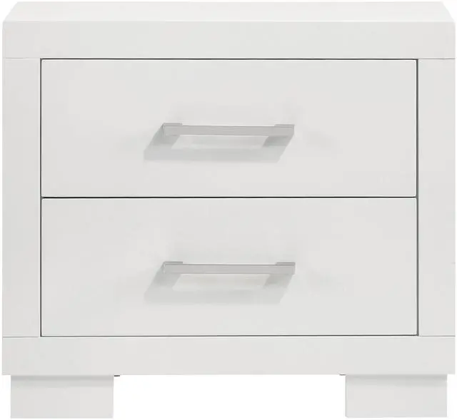 Alt view image 4 of 7 - Copper White 2-Drawer Rectangular Nightstand with Bar Handle Pulls