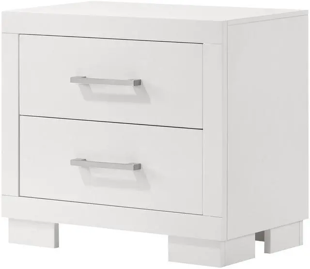 Alt view image 3 of 7 - Copper White 2-Drawer Rectangular Nightstand with Bar Handle Pulls