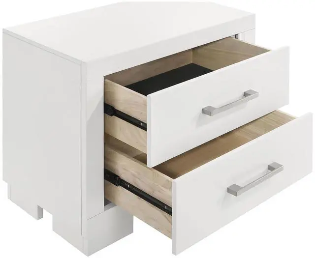 Alt view image 5 of 7 - Copper White 2-Drawer Rectangular Nightstand with Bar Handle Pulls