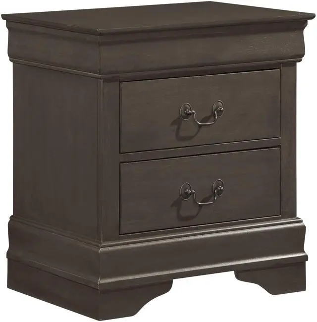 Alt view image 2 of 6 - Classic Louis Philippe Style Stained Gray Finish 1pc Nightstand of 2x Drawers Traditional Design Bedroom Furniture