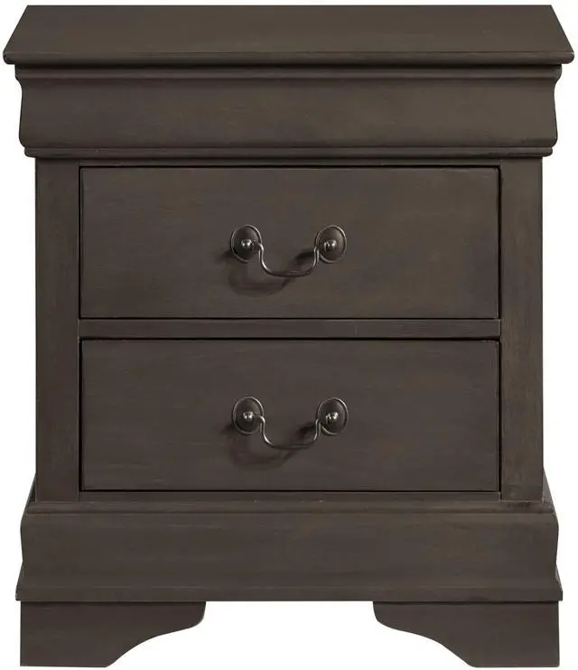 Main image of Classic Louis Philippe Style Stained Gray Finish 1pc Nightstand of 2x Drawers Traditional Design Bedroom Furniture