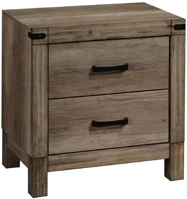 Main image of 1pc Contemporary Tall Two Drawer Night Stand Bedroom Solid Wood Wooden Furniture Nightstand End Table Brown Melamine Finish Rustic