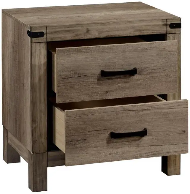 Alt view image 3 of 6 - 1pc Contemporary Tall Two Drawer Night Stand Bedroom Solid Wood Wooden Furniture Nightstand End Table Brown Melamine Finish Rustic