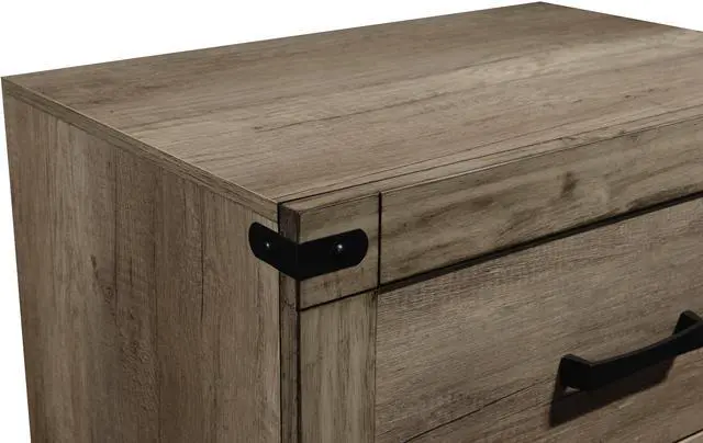 Alt view image 4 of 6 - 1pc Contemporary Tall Two Drawer Night Stand Bedroom Solid Wood Wooden Furniture Nightstand End Table Brown Melamine Finish Rustic