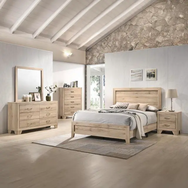 Alt view image 7 of 7 - Natural Finish 2-Drawer Contemporary Nightstand Wooden Bedroom Furniture 1pc
