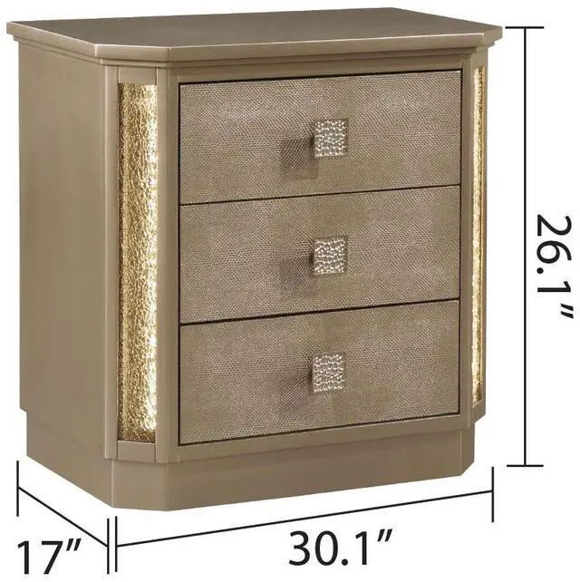 Alt view image 2 of 6 - Medusa Nightstand Made with Wood in Gold Finish  same as B009139108 (CA inventory)