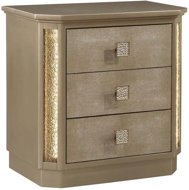 Alt view image 3 of 6 - Medusa Nightstand Made with Wood in Gold Finish  same as B009139108 (CA inventory)