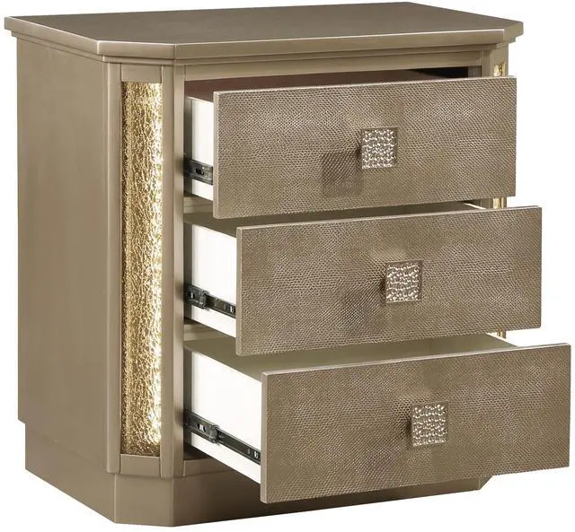 Alt view image 4 of 6 - Medusa Nightstand Made with Wood in Gold Finish  same as B009139108 (CA inventory)
