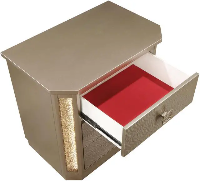 Alt view image 5 of 6 - Medusa Nightstand Made with Wood in Gold Finish  same as B009139108 (CA inventory)