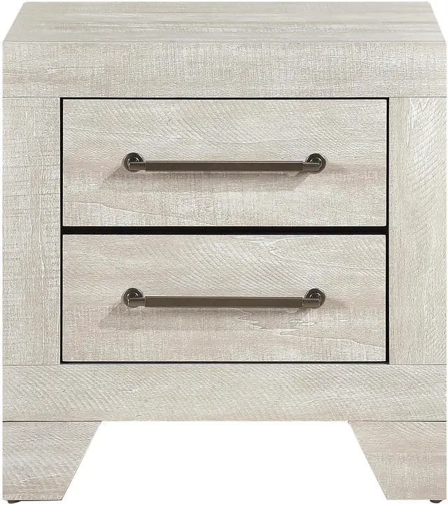 Alt view image 2 of 7 - Contemporary Gray Oak Finish Nightstand with 2x Drawers Wooden Bedroom Furniture 1pc