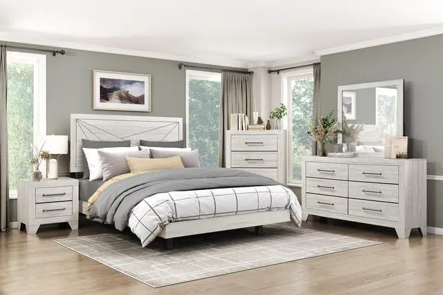 Alt view image 6 of 7 - Contemporary Gray Oak Finish Nightstand with 2x Drawers Wooden Bedroom Furniture 1pc