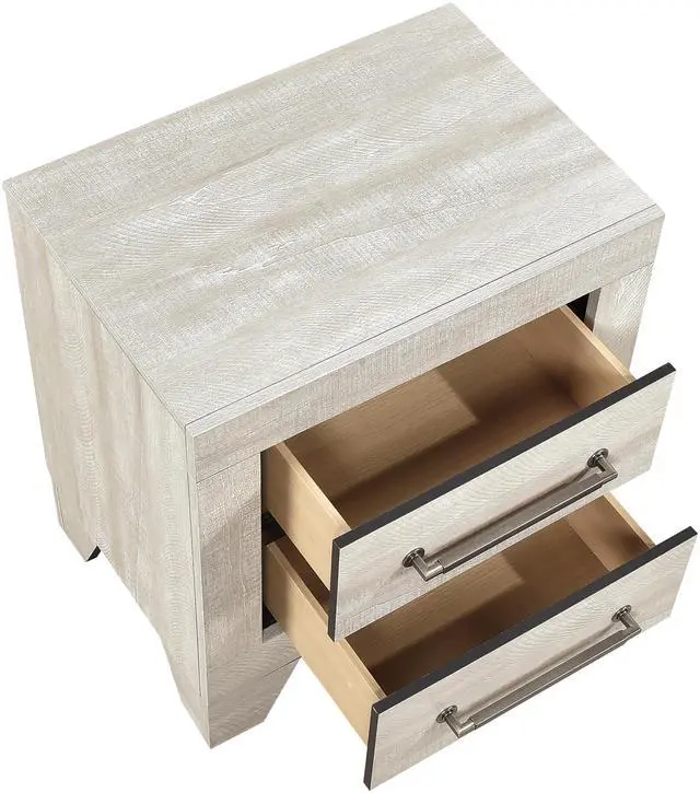 Alt view image 5 of 7 - Contemporary Gray Oak Finish Nightstand with 2x Drawers Wooden Bedroom Furniture 1pc