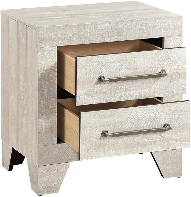 Alt view image 4 of 7 - Contemporary Gray Oak Finish Nightstand with 2x Drawers Wooden Bedroom Furniture 1pc
