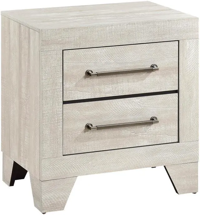 Alt view image 3 of 7 - Contemporary Gray Oak Finish Nightstand with 2x Drawers Wooden Bedroom Furniture 1pc