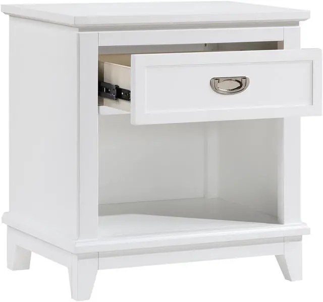 Alt view image 3 of 7 - White Finish 1pc Nightstand with Storage Drawer Bottom Shelf Classic Style Bedroom Furniture