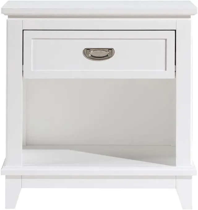 Alt view image 2 of 7 - White Finish 1pc Nightstand with Storage Drawer Bottom Shelf Classic Style Bedroom Furniture